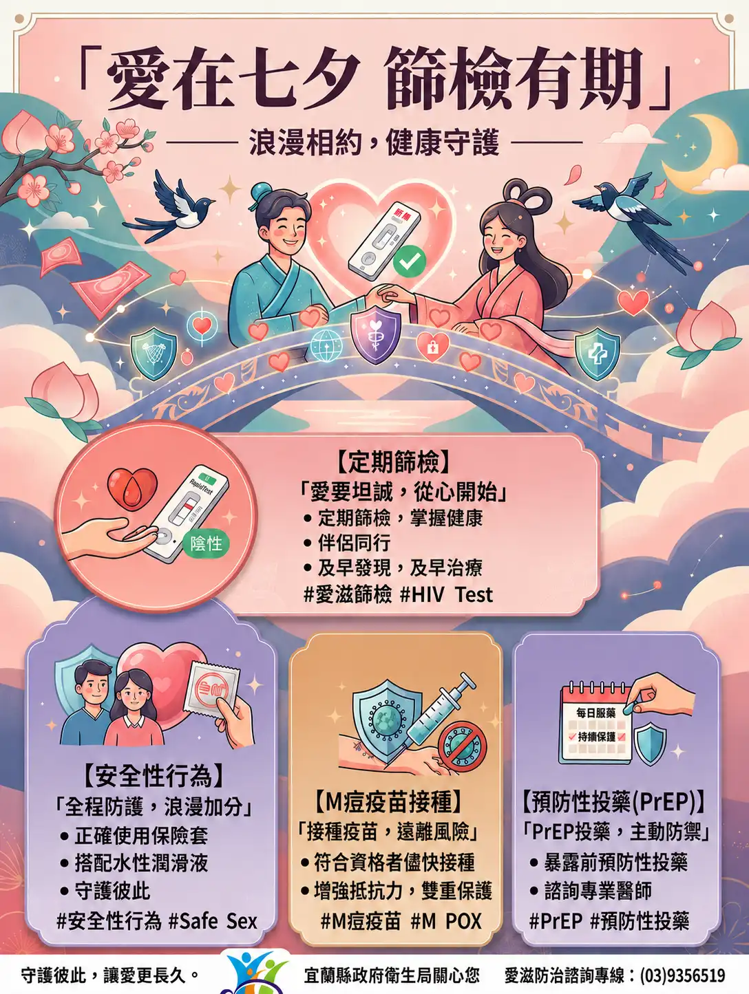 七夕浪漫約會別忘安全防護　宜蘭辦愛滋與性傳染病防治宣導