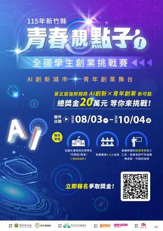 新竹縣青春靚點子創業賽開跑　20萬總獎金徵全國大專AI創意
