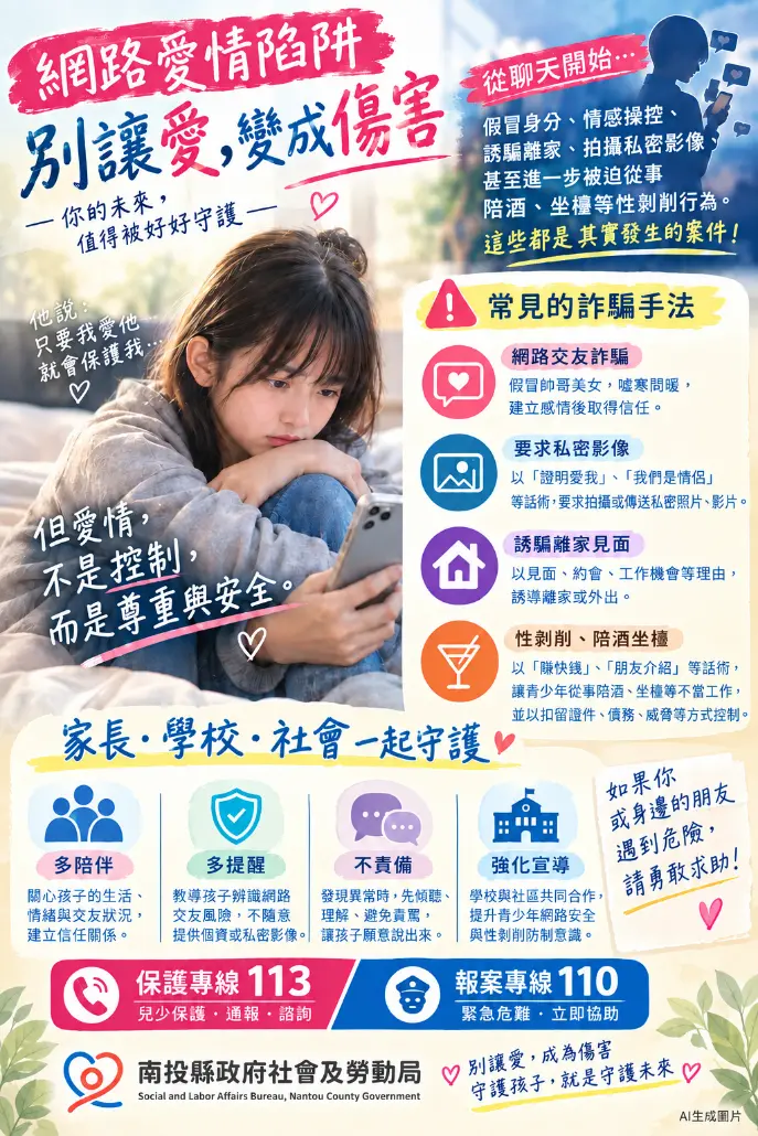 兒少性剝削7成透過網路　南投示警「愛情陷阱」